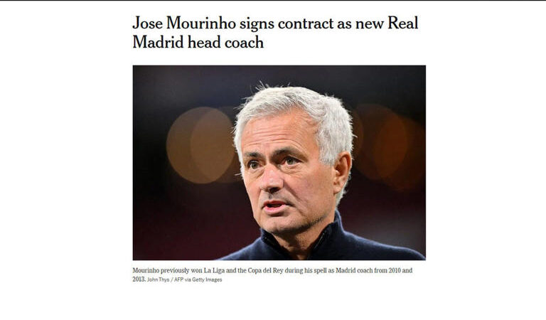 Mourinho assina como novo técnico do Real Madrid, afirma jornal