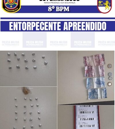 Polícia Militar apreende 35 pedras de crack em ação contra o tráfico de drogas no bairro Primavera, em Salgueiro