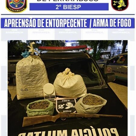 Polícia Militar apreende cerca de 14 kg de maconha no Sertão pernambucano