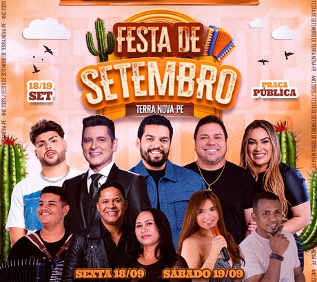 Festa de Setembro de Terra Nova-PE tem shows confirmados de Kadu Martins, Léo Magalhães, Devinho Novaes, entre outras atrações