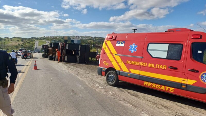 Caminhão boiadeiro tomba e cerca de 20 animais morrem