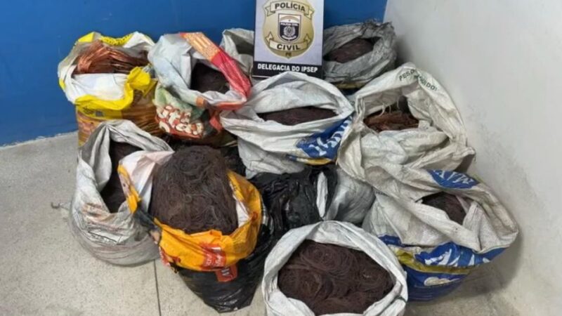 Homem é preso com 300 quilos de fios de cobre na Região Metropolitana do Recife