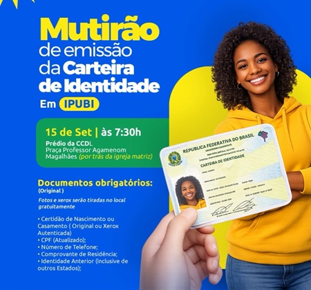 Prefeitura de Ipubi realiza mutirão de emissão da Carteira de Identidade nesta terça-feira