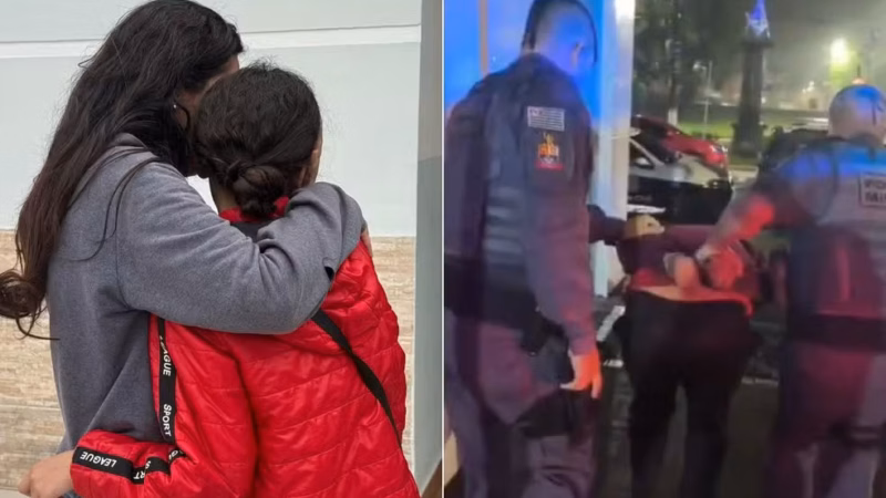 Menina sequestrada pelo pai pisca para PM e é resgatada no litoral de SP